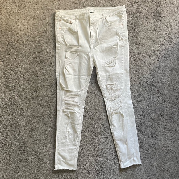 White Distressed Skinny Jeans - Picture 1 of 4